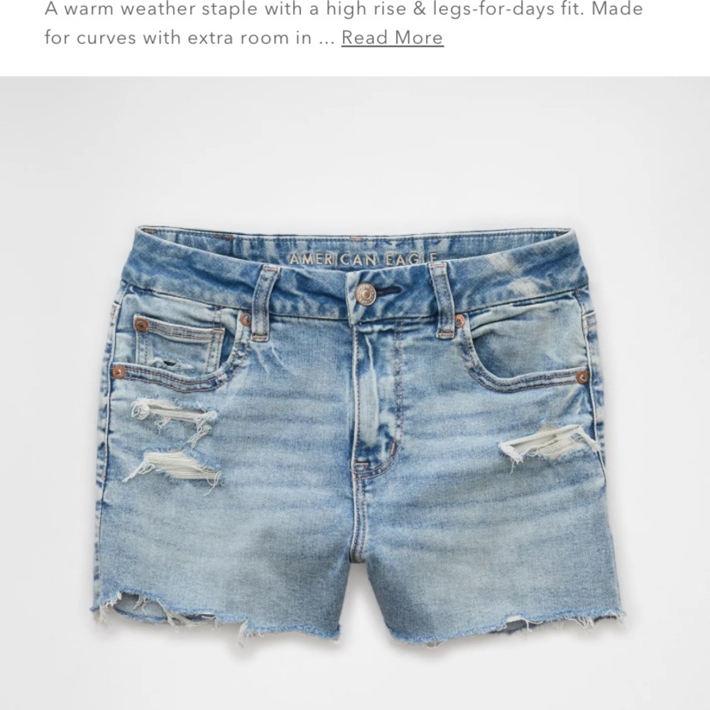 American Eagle Outfitters Women's Next Level Curvy Ripped Hi Rise Shortie Shorts
